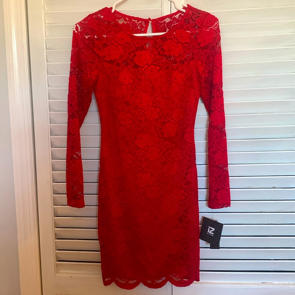 IZ Byer Red applique dress